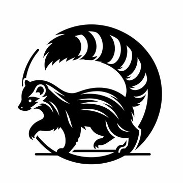 Bold Zorilla silhouette, framed within a circular design, representing the stealth and adaptability of the striped polecat