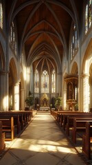 Fototapeta premium Sunlit cathedral interior