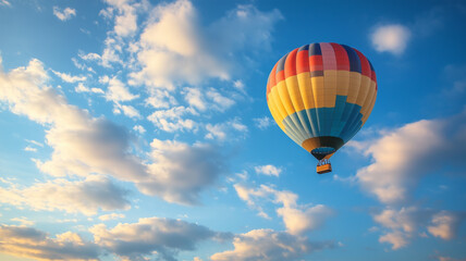 Fototapeta premium 青空へと昇る気球 – 旅と自由のファンタジックな情景