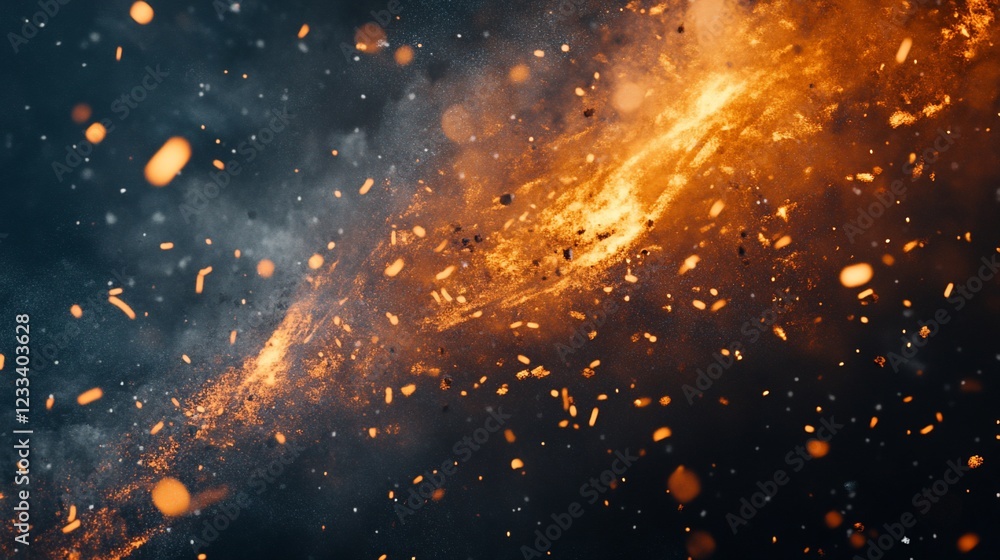 Aufkleber abstract fiery explosion with glowing particles and dark background visual effect