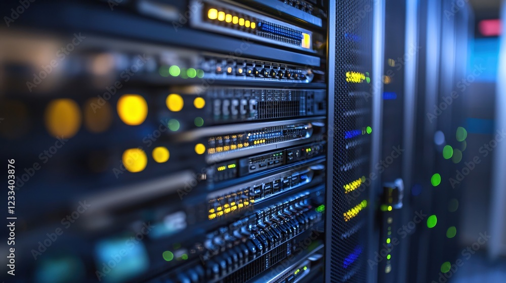 Poster Modern Data Center Server Room Technology Infrastructure Network