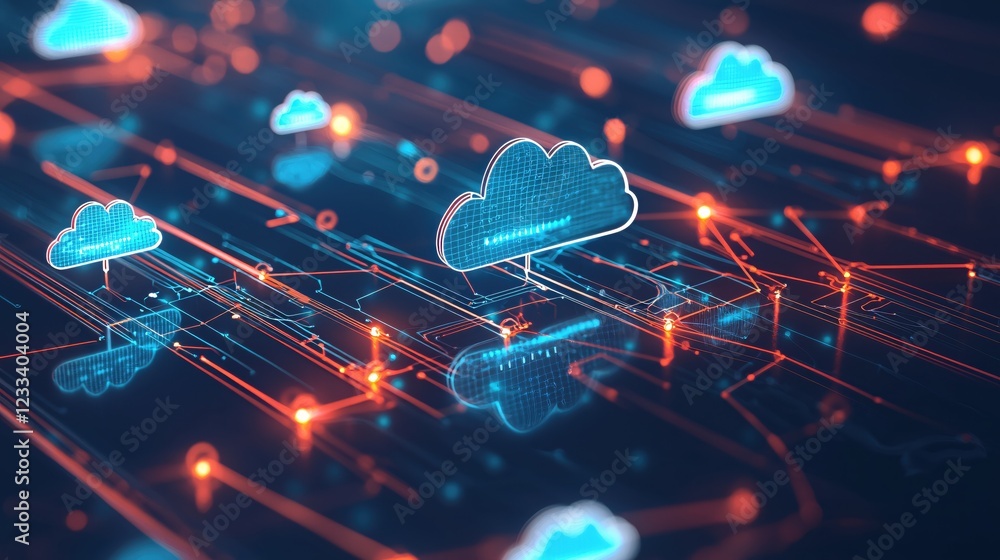 Poster Digital Cloud Network Data Technology Innovation Abstract Background