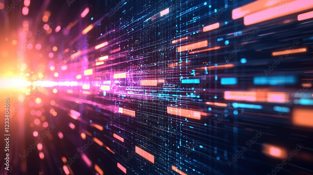 Aufkleber Abstract Digital Data Stream Network Flow Technology Background