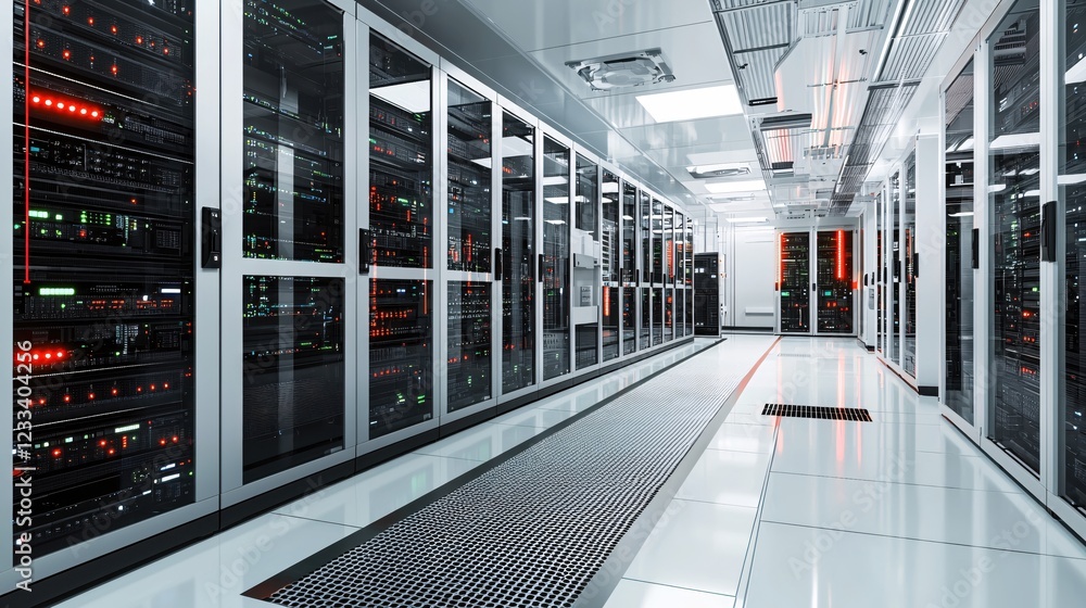 Poster Modern Data Center Server Room Technology Infrastructure Network