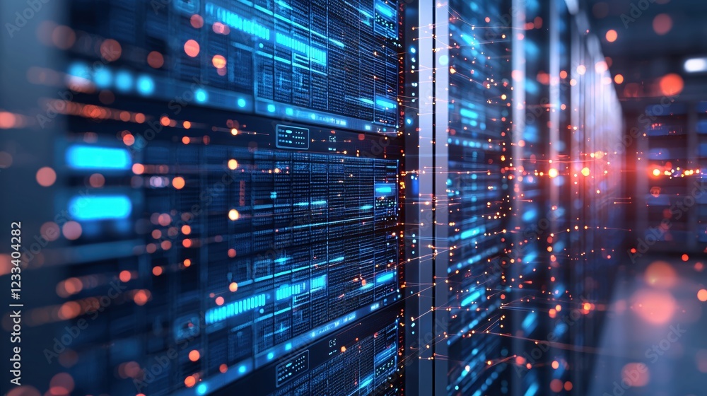 Aufkleber futuristic server room data center network technology digital innovation