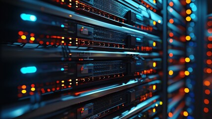 Sleek Modern Server Rack Data Center Technology Network
