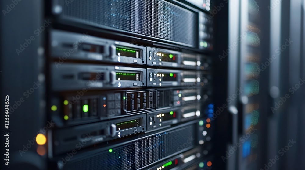 Poster Powerful Server Rack Data Center Technology Infrastructure