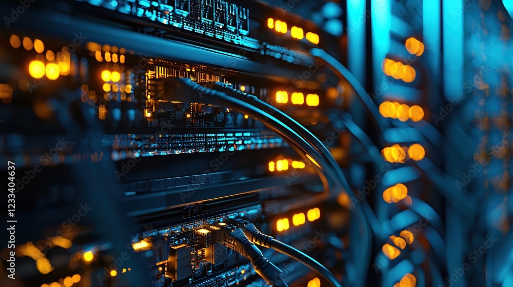 Aufkleber network server room technology data center cables digital infrastructure