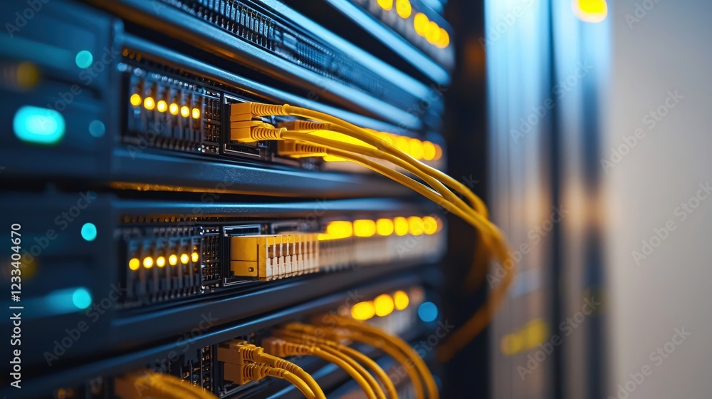 Aufkleber high speed network server rack technology data center fiber optic cables