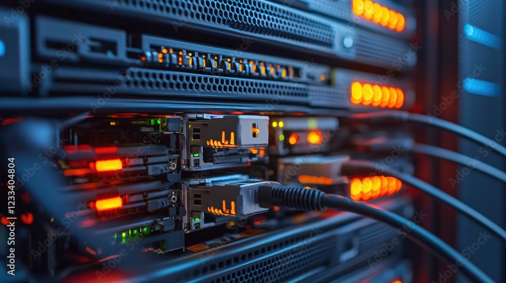 Aufkleber Powerful Server Rack Network Data Center Technology Close Up