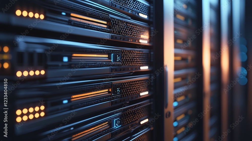 Aufkleber modern data center server room technology network infrastructure