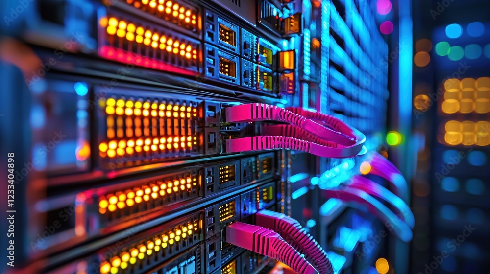 Poster vibrant network server room technology data center infrastructure