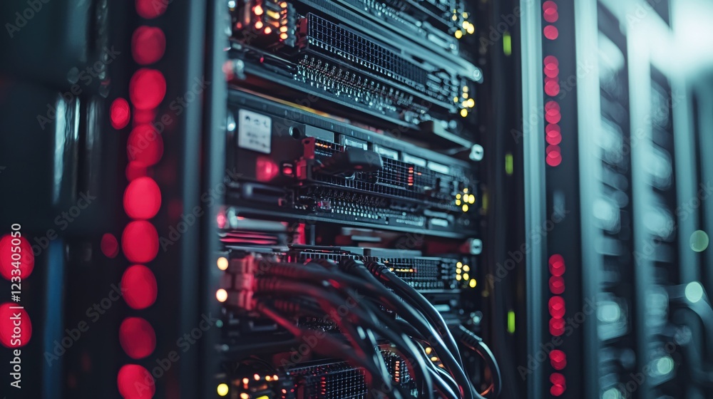 Poster powerful server rack data center technology network infrastructure