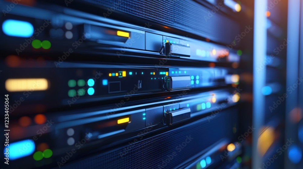 Aufkleber modern server room technology powerful data center network infrastructure