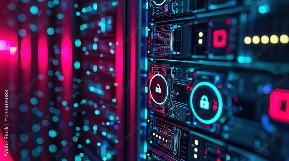 Aufkleber secure data center server room technology network cyber security