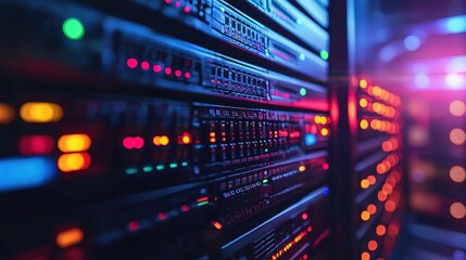 Vibrant Server Rack Lights Data Center Technology Network