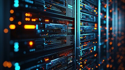 Futuristic Server Room Data Center Technology Network Infrastructure
