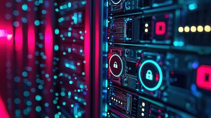 Obraz premium Secure Data Center Server Room Technology Network Cyber Security