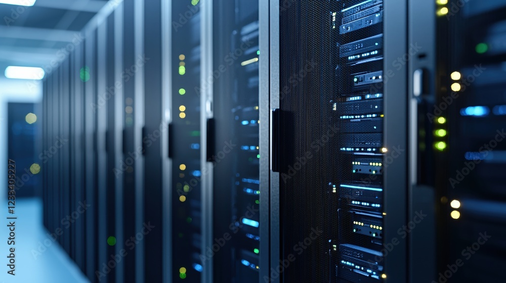 Aufkleber modern data center server room technology network infrastructure