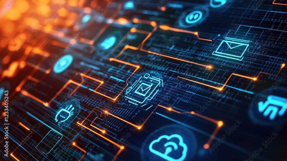 Aufkleber Digital Network Technology Innovation Abstract Background