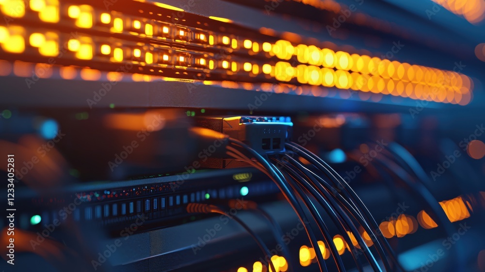 Aufkleber server room network cables data center technology infrastructure