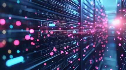 Futuristic Server Room Data Center Network Technology