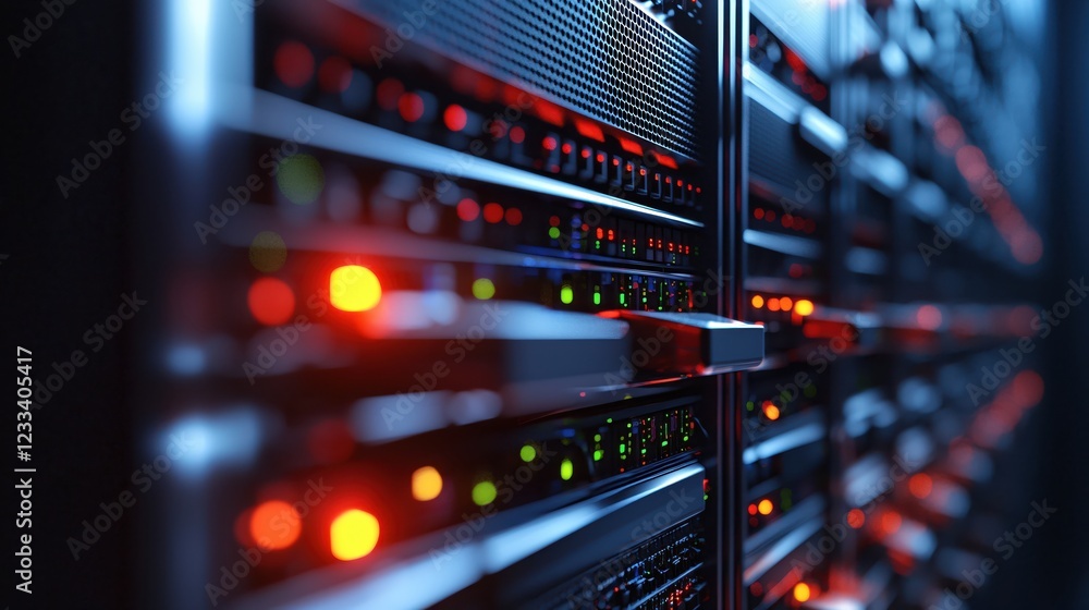 Aufkleber powerful server room technology data center network infrastructure