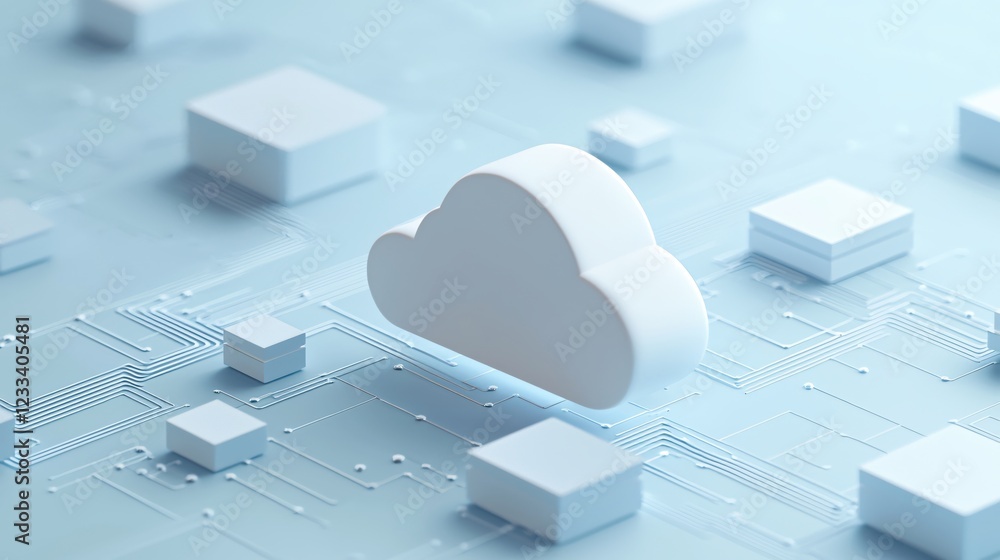 Poster Cloud Computing Network Digital Technology Abstract Concept