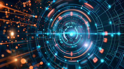Fototapeta premium A futuristic digital abstract design showcasing interconnected lines and glowing elements.