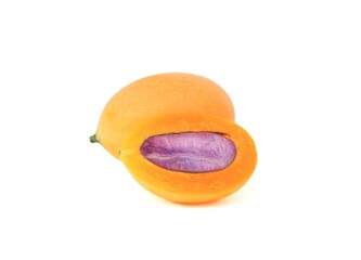 Fresh yellow organic sweet maprang Sweet or sour fruit also called Marian Plum, isolated on white background.