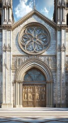 Fototapeta premium Ornate church entrance with large doors