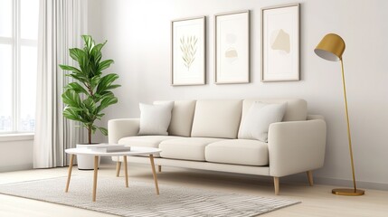 Modern Living Room with Cozy Sofa and Stylish Home Decor
