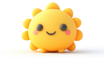 Obraz premium Cute and Cheerful Cartoon Sun Icon with Smiling Face Illustration