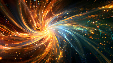 Fototapeta premium A vibrant swirl of colors and light, resembling cosmic energy and motion.