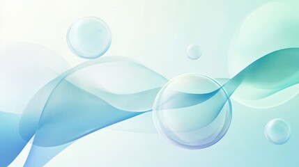 Abstract blue wave background with transparent bubbles.