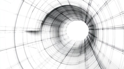 Abstract tunnel, digital art, white background, future concept, website banner