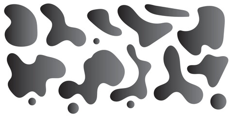 Blob shape organic, vector illustration set. Collection from abstract forms for design and paint. Liquid silhouette drop in modern style. Basic stains isolated elements on white background