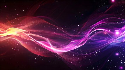 Obraz premium Abstract colorful waves with sparkles on a dark background, creating a dynamic visual effect.