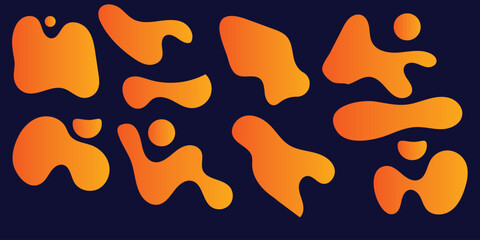 Blob shape organic, vector illustration set. Collection from abstract forms for design and paint. Liquid silhouette drop in modern style. Basic stains isolated elements on white background