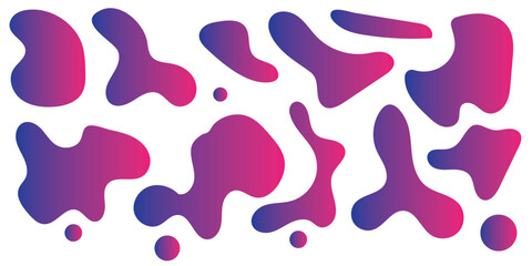 Blob shape organic, vector illustration set. Collection from abstract forms for design and paint. Liquid silhouette drop in modern style. Basic stains isolated elements on white background