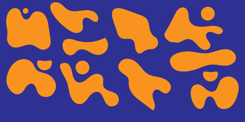 Organic amoeba blob shape abstract colorful vector illustration isolated on white background. Set of irregular round blot form graphic element. doodle drops collection. Contemporary banner