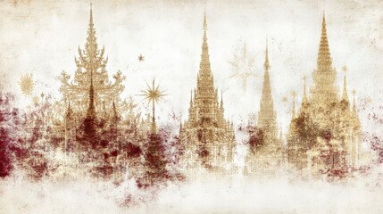 Golden Cityscapes Architectural Fantasy Art