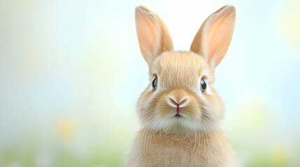 Obraz premium Cute bunny in spring meadow, Easter card