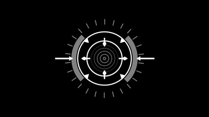 black HUD Circle User interface on black background. Target searching scope and scanning element theme. Digital UI and Sci-fi circular. 4K motion graphic footage video - Powered by Adobe