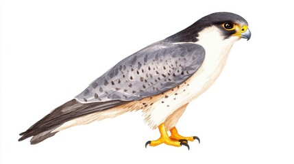 Obraz premium Detailed Botanical Illustration of a Peregrine Falcon in Profile
