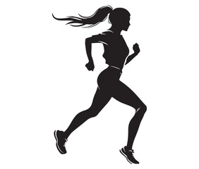silhouette of a girl running, silhouette of a woman running, silhouette of a person running