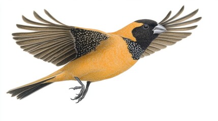 Obraz premium Vibrant Bird in Flight with Striking Orange and Black Feathers