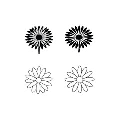Abstract floral set of vector daisy elements in pink and spring colors