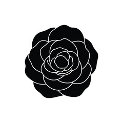 Obraz premium Rose Flower Cute Icon vector art Flat Design. Roses tattoo sign. Romantic silhouette rose flower symbol icon black, red isolated illustration on a white background.