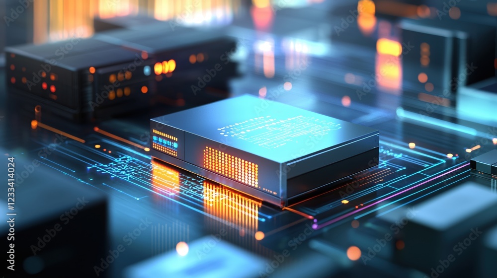 Aufkleber futuristic technology server data center network high tech digital innovation